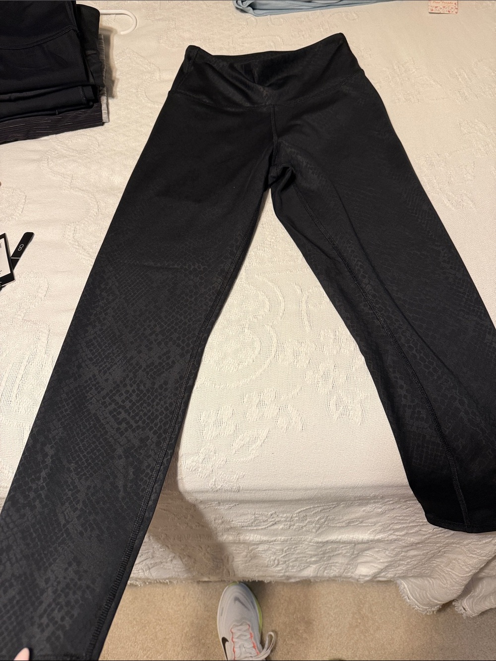 High-Waist Black Textured Leggings - Women
